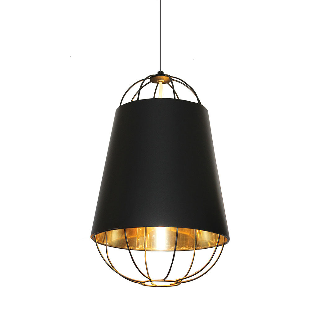 Lourdes Wire and Parchment Pendant - Black and Gold