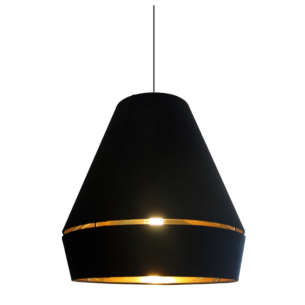 Wire World Victoria Cotton and Parchment Cone Pendant - Black and Gold