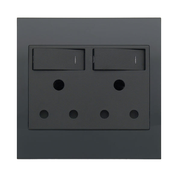 Schneider Electric S3000 Double RSA Socket 4 x 4 - Black