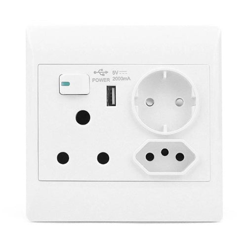 S-TEC RSA + Slimline + Schuko + USB Combo Socket 4 x 4