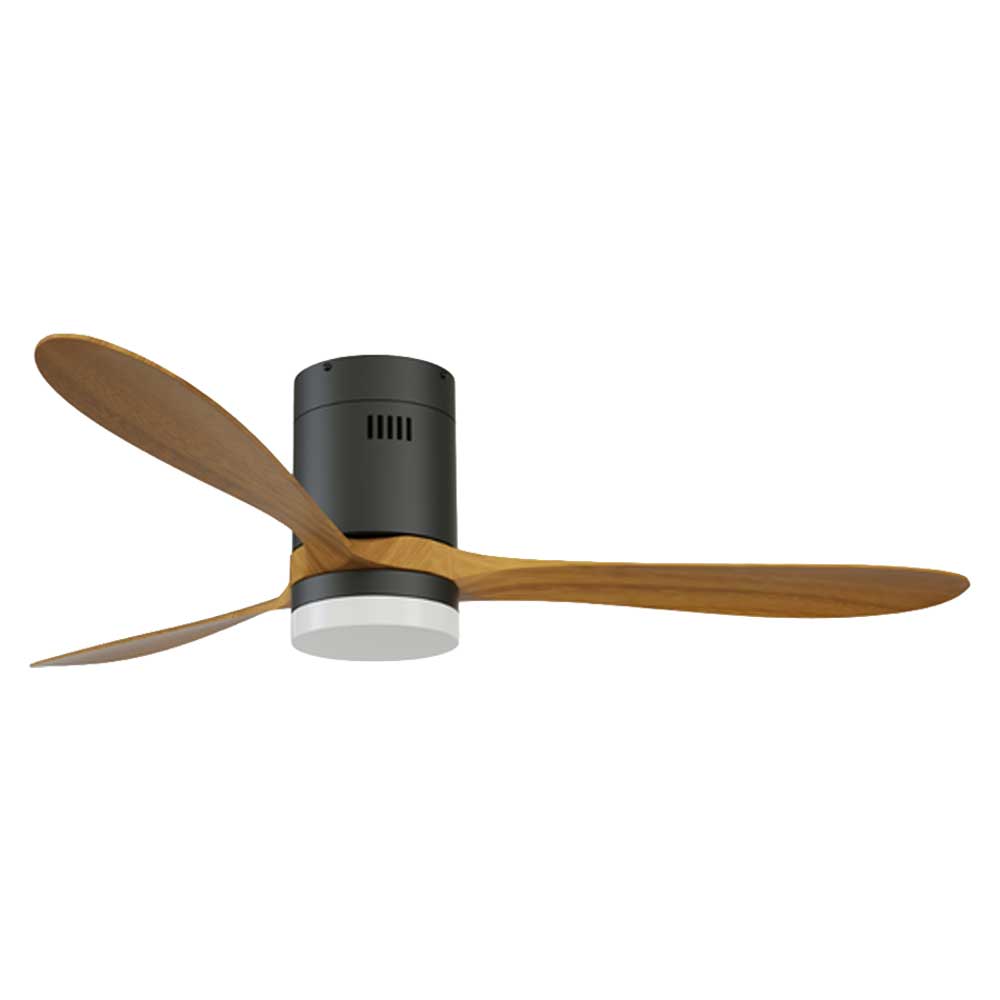 Solent Hugger 3 Blade LED Ceiling Fan with Remote 1320mm - Light Oak ...