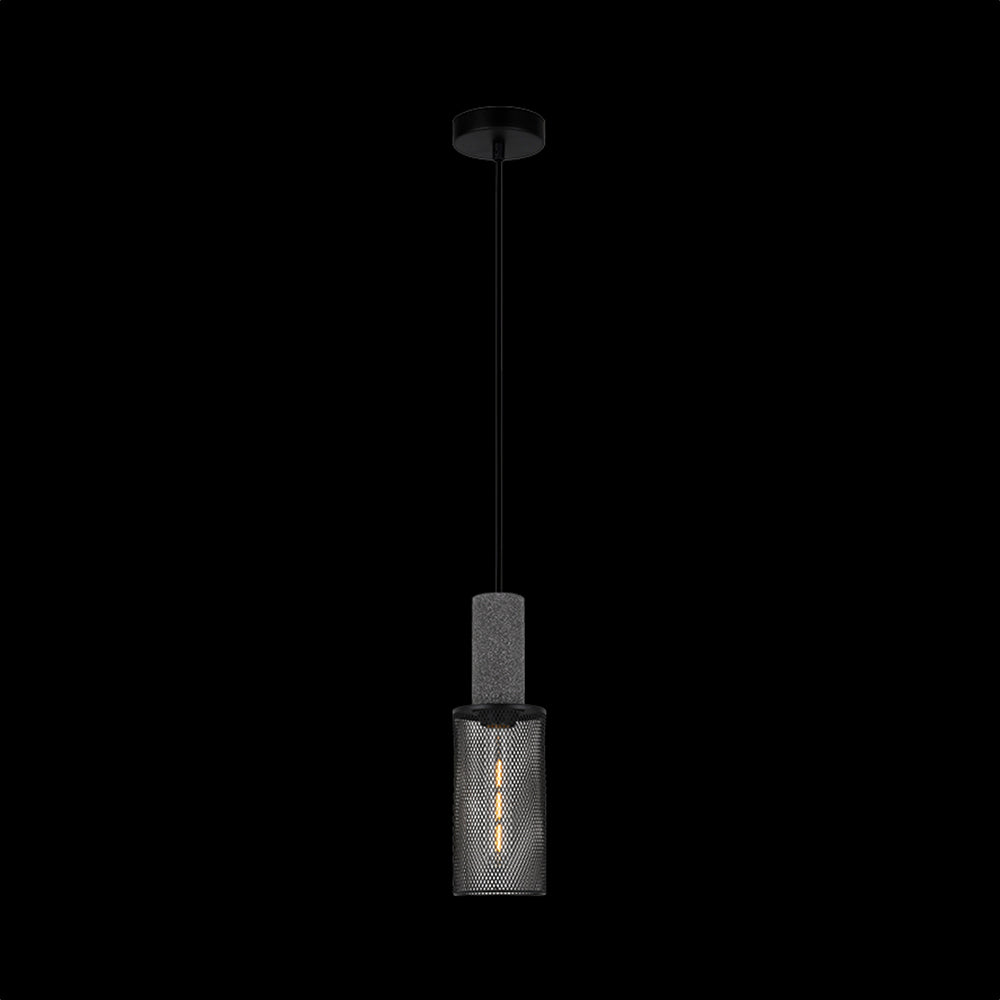 K. Light Midnight Mesh Long Pendant E27 40W - Stone & Black Mesh