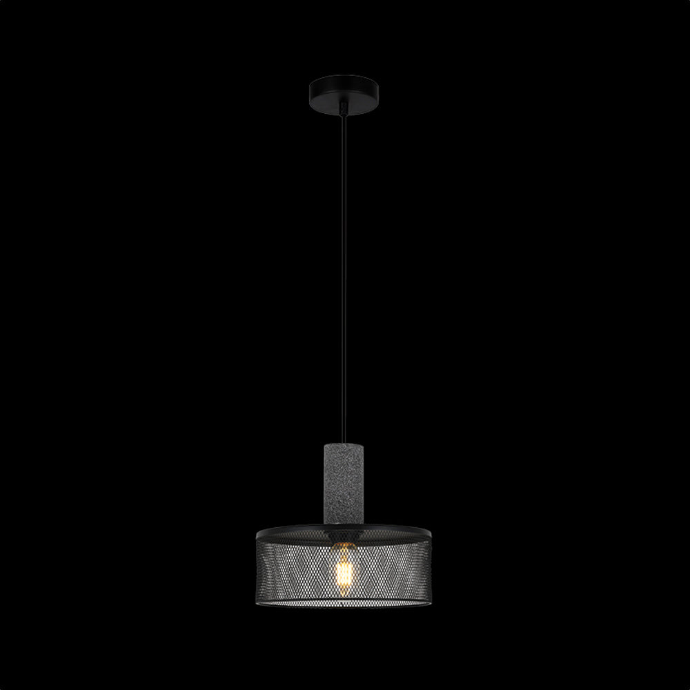 K. Light Midnight Mesh Round Pendant E27 40W - Stone & Black Mesh