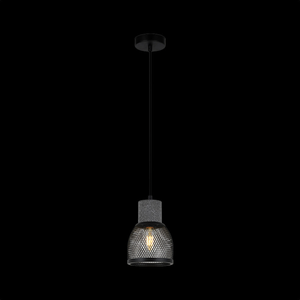K. Light Midnight Mesh Dome Pendant E27 40W - Stone & Black Mesh