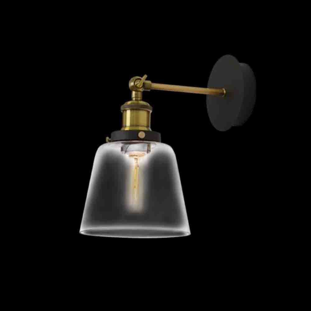 K. Light Cup Glass Wall Light E27 40W - Antique Brass / Black