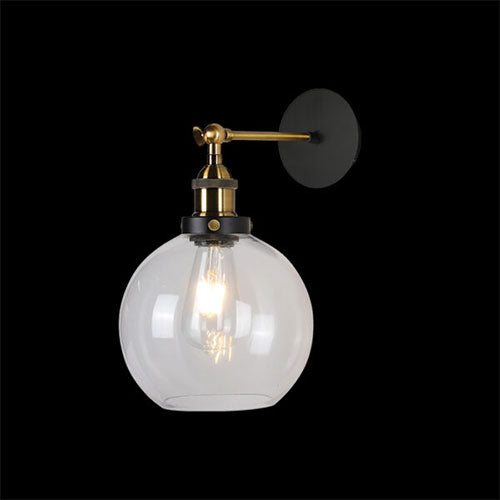 K. Light Glass Dome Wall Light - Antique Brass