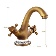 Load image into Gallery viewer, Trendy Taps Cuivre Dual Handle Basin Mixer Tap - Floral &amp; Brass

