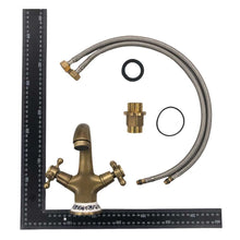 Load image into Gallery viewer, Trendy Taps Cuivre Dual Handle Basin Mixer Tap - Floral &amp; Brass
