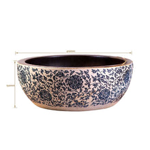 Load image into Gallery viewer, Trendy Taps Vas Floral Round Vanity Basin - Dark Blue
