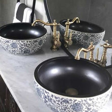 Load image into Gallery viewer, Trendy Taps Vas Floral Round Vanity Basin - Dark Blue
