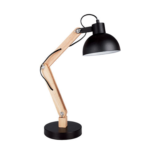 Bright Star Metal and Wood Desk Light with Black Metal Shade