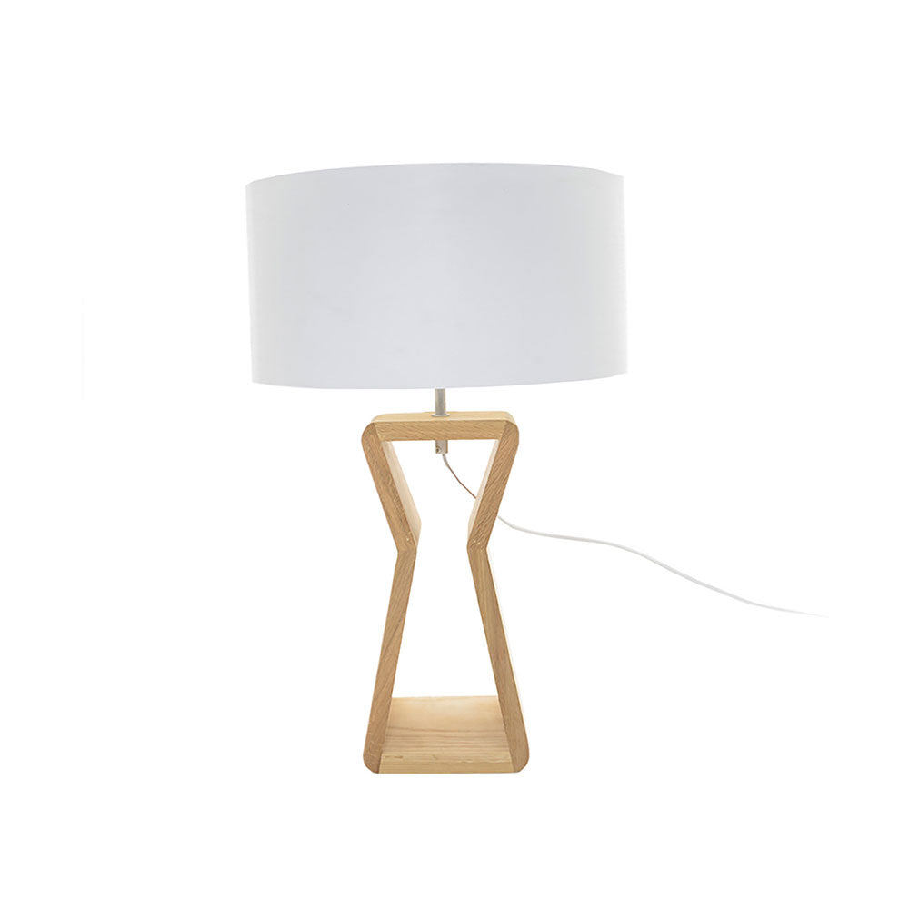 Wire World Hourglass Davenport Table Lamp with White Shade- Oak
