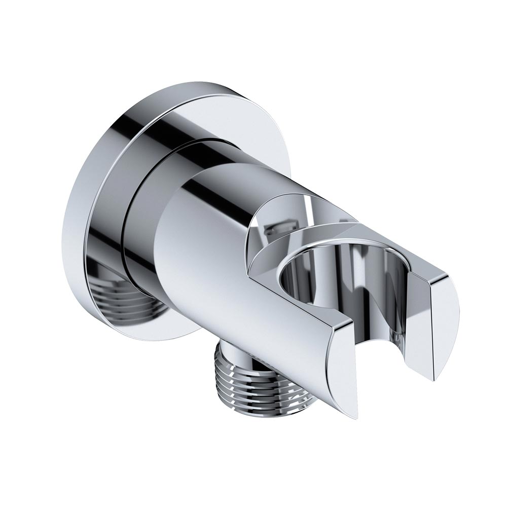 LIQUIDRed Solace Round Wall Outlet Elbow with Bracket - Chrome