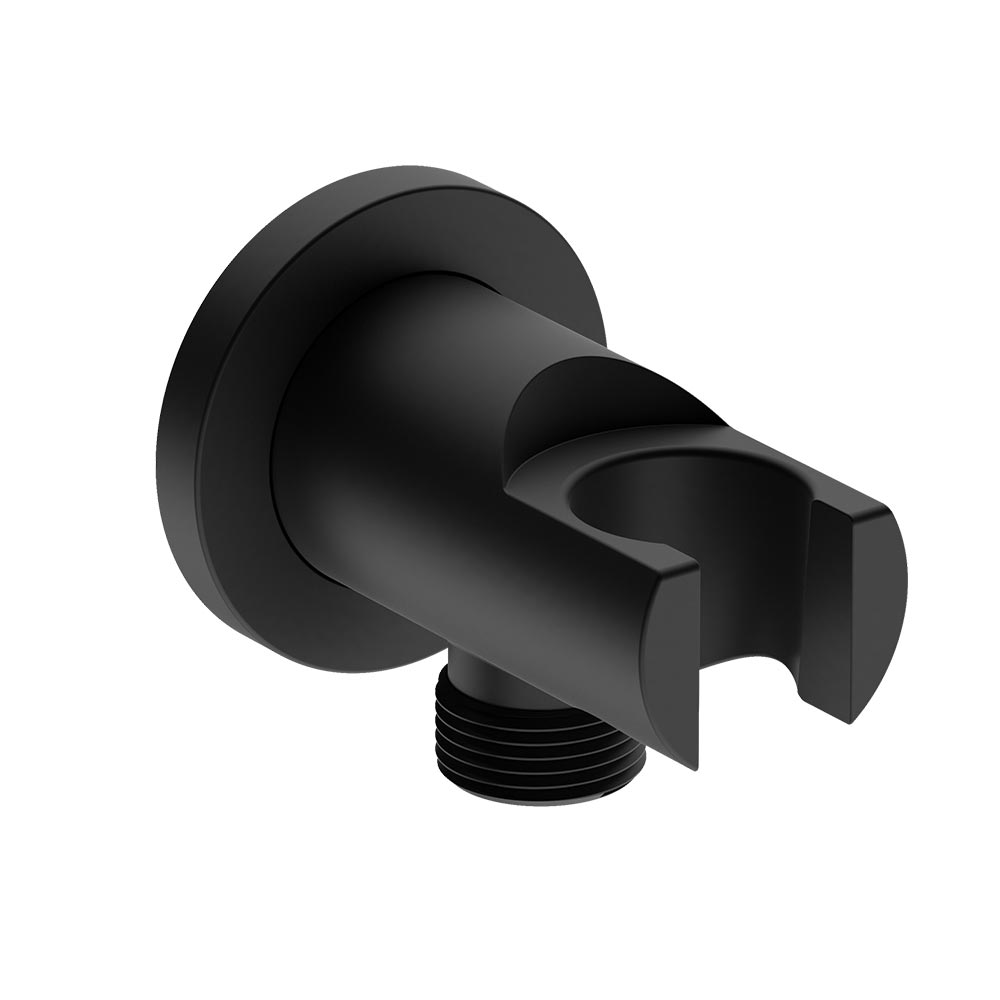 LiquidRed Solace Round Wall Outlet Elbow with Bracket - Matt Black