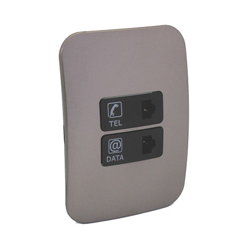 VETi 1 Telephone & Network Combo Socket 4 x 2 - Black Module