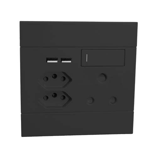 VETi <i>2</i> USB Combo Socket 4 x 4 - Charcoal