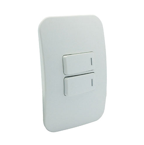 VETi 1 2 Lever 1-Way Horizontal Light Switch 4x2 - White