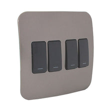 Load image into Gallery viewer, VETi 1 4 Lever 1-Way Light Switch 4 x 4 - Black Modules
