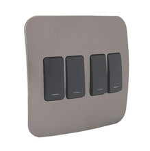 Load image into Gallery viewer, VETi &lt;i&gt;1&lt;/i&gt; 4 Lever 1 Way Light Switch 4 x 4 - Black Modules
