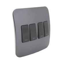 Load image into Gallery viewer, VETi &lt;i&gt;1&lt;/i&gt; 4 Lever 1 Way Light Switch 4 x 4 - Black Modules
