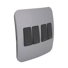 Load image into Gallery viewer, VETi &lt;i&gt;1&lt;/i&gt; 4 Lever 1 Way Light Switch 4 x 4 - Black Modules
