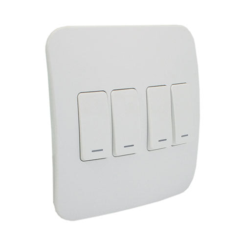 VETi 1 4 Lever 1-Way Light Switch 4x4 - White Modules