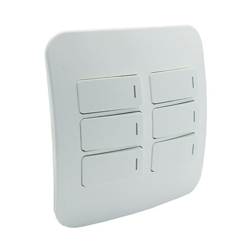 VETi 1 6 Lever 1-Way Light Switch 4 x 4 - White Modules