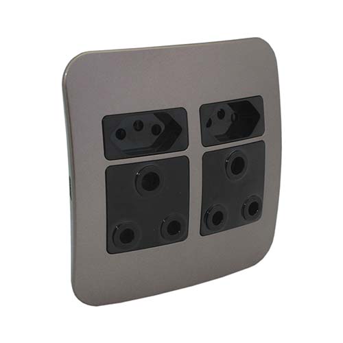 VETi 1 Double Combo Socket 4 x 4 - Black Modules