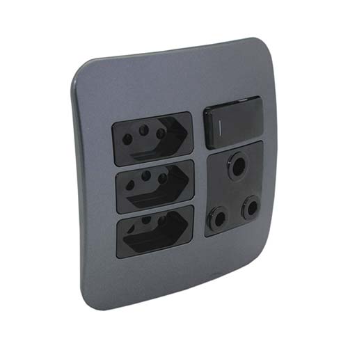 VETi 1 Slimline Combo Socket 4 x 4 - Black Modules