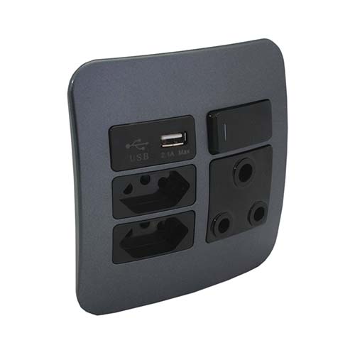 VETi 1 RSA USB Combo Socket 4 x 4 - Black Modules
