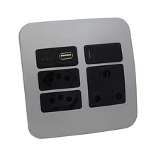 Load image into Gallery viewer, VETi &lt;i&gt;1&lt;/i&gt; RSA USB Combo Socket 4 x 4 - Black Modules
