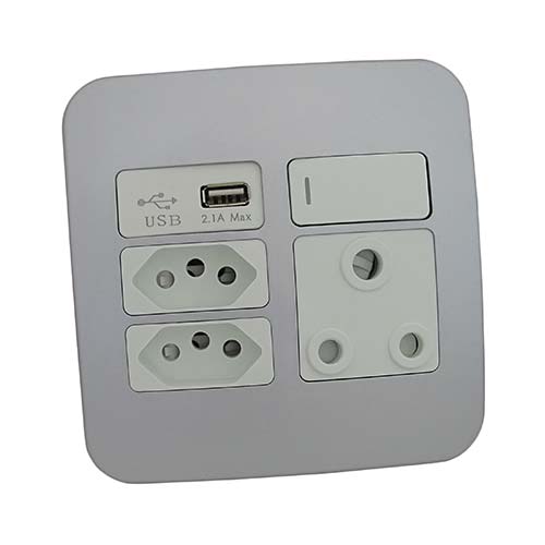 VETi 1 RSA USB Combo Socket 4 x 4 - White Modules