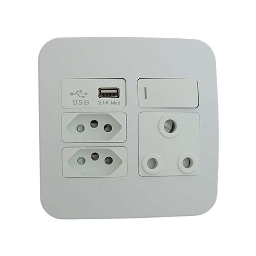 VETi 1 RSA USB Combo Socket 4 x 4 - White Modules