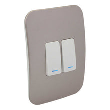 Load image into Gallery viewer, VETi 1 2 Lever 1-Way Light Switch with Locator 4 x 2 - White Modules
