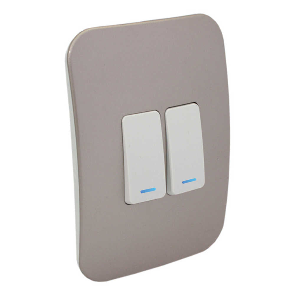 VETi 1 2 Lever 1-Way Light Switch with Locator 4 x 2 - White Modules