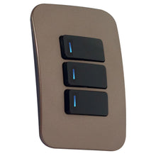 Load image into Gallery viewer, VETi 1 3 Lever 1-Way Light Switch with Locator 4 x 2 - Black Modules
