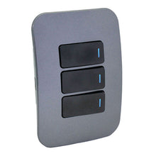 Load image into Gallery viewer, VETi 1 3 Lever 1-Way Light Switch with Locator 4 x 2 - Black Modules
