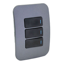 Load image into Gallery viewer, VETi &lt;i&gt;1&lt;/i&gt; 3 Lever 1 Way Light Switch with Locator 4 x 2 - Black Modules
