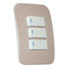Load image into Gallery viewer, VETi 1 3 Lever 1-Way Light Switch with Locator 4 x 2 - White Modules
