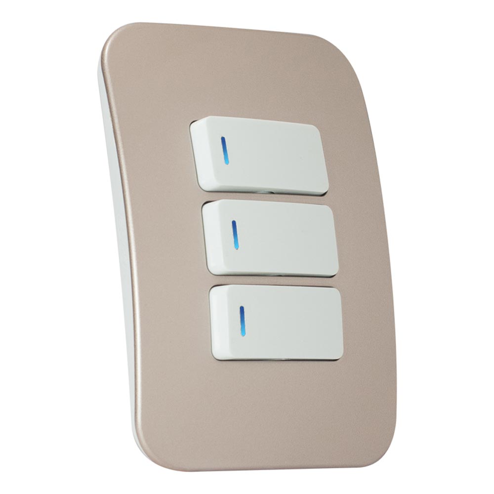 VETi 1 3 Lever 1-Way Light Switch with Locator 4 x 2 - White Modules
