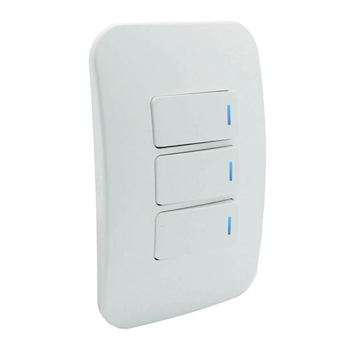 VETi 1 3 Lever 1-Way Light Switch with Locator 4x2 - White Modules