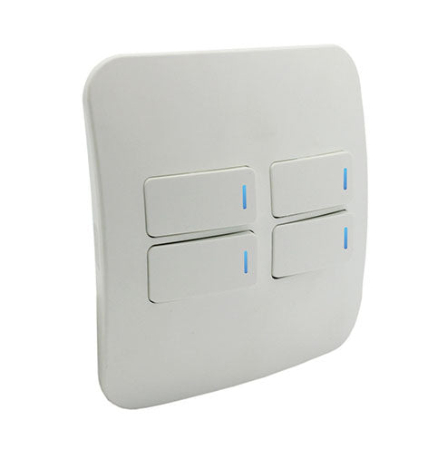 VETi 1 4 Lever 1-Way Horizontal Light Switch with Locator 4 x 4 - White Modules