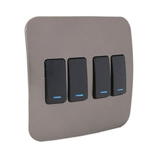 Load image into Gallery viewer, VETi 1 4 Lever 1-Way Light Switch with Locator 4 x 4 - Black Modules

