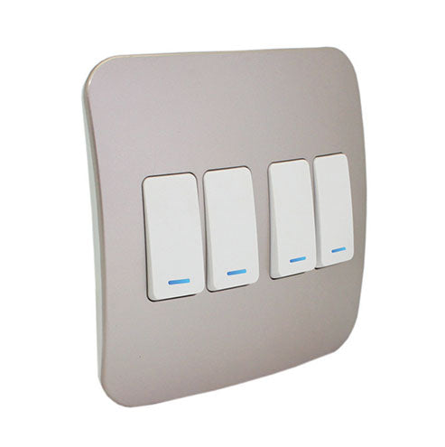 VETi 1 4 Lever 1-Way Light Switch with Locator 4 x 4 - White Modules