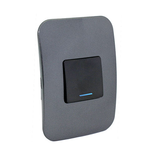 VETi 1 1 Lever 1-Way Wide Light Switch with Locator 4x2 - Black Module