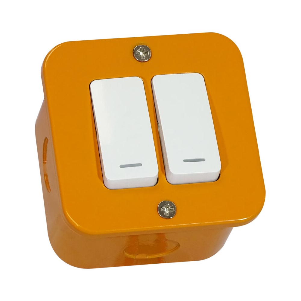 VETi <i>1</i> Industrial 2 Lever 1 Way Light Switch 3 x 3 - Orange