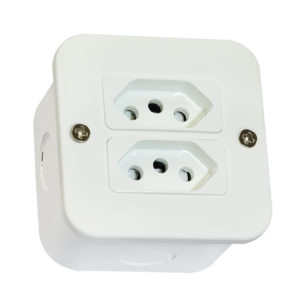VETi 1 Industrial Double Slimline Socket 3 x 3 - White