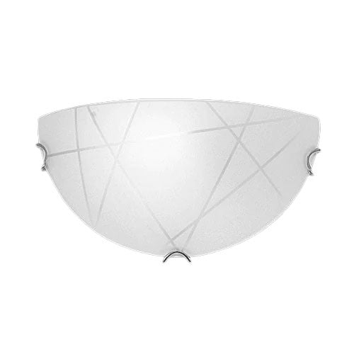 Bright Star Frosted Linear Patterned Glass with Polished Chrome Clips Ceiling Light 300mm