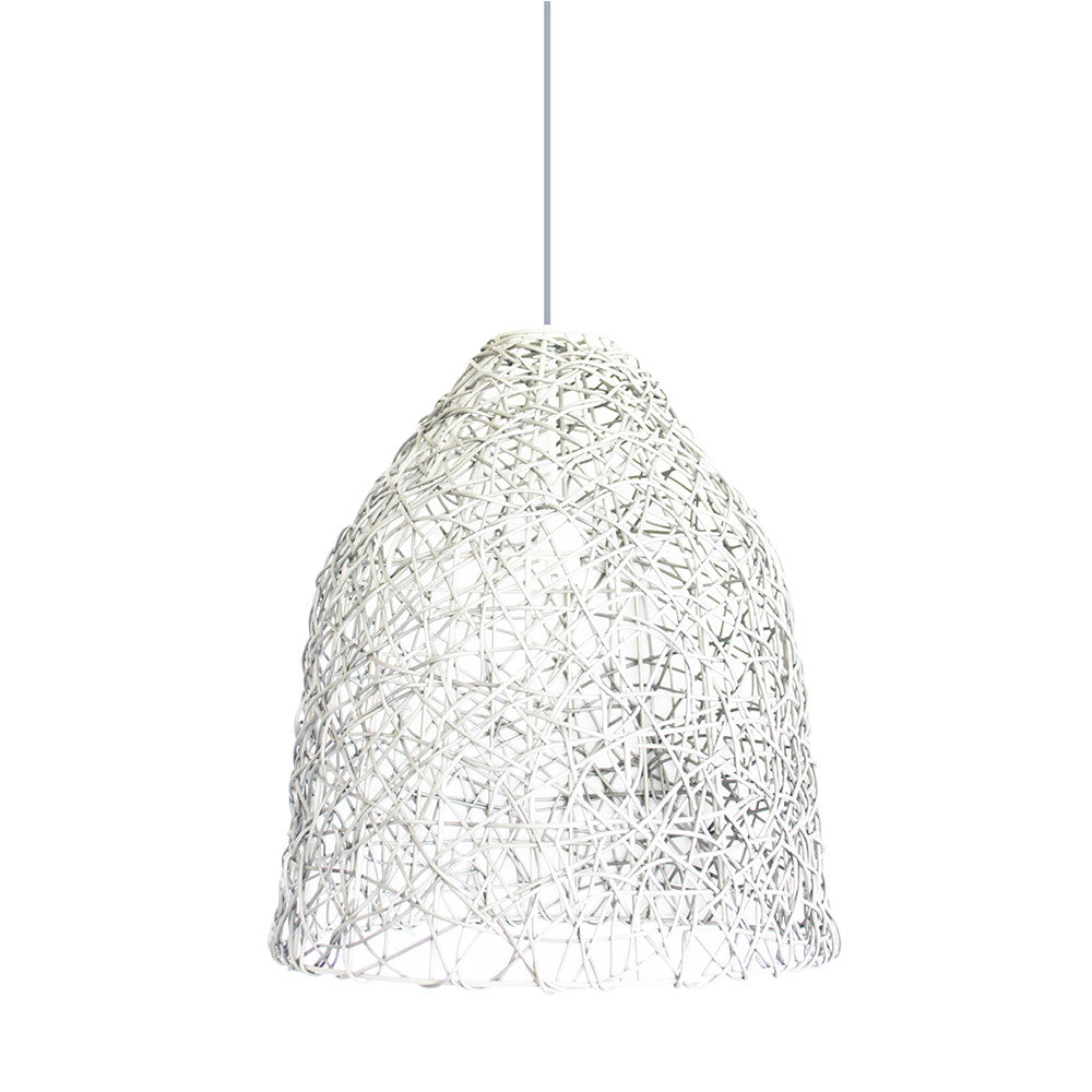 Wire World Synthetic Resin Woven Bell Pendant - White
