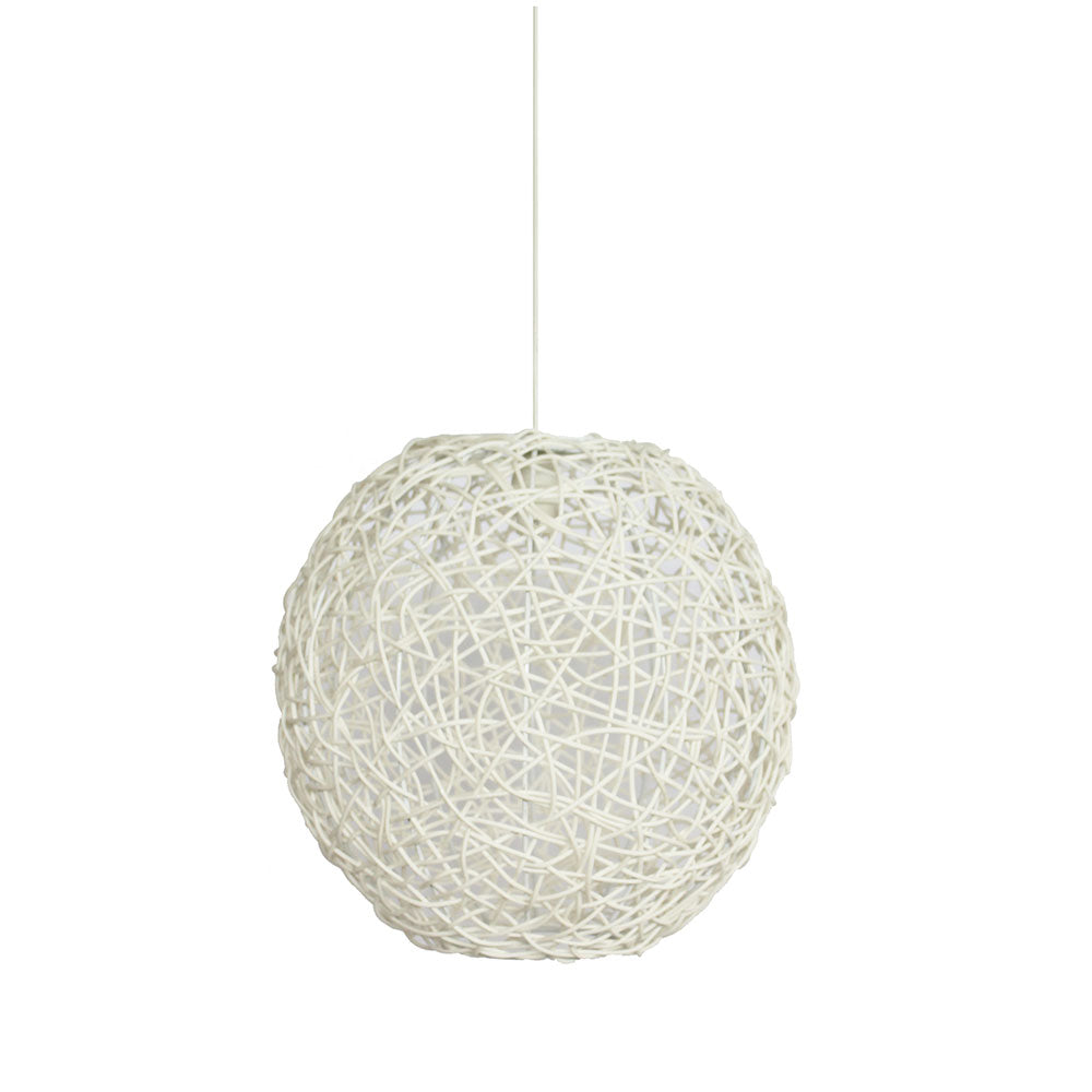 Wire World Synthetic Resin Woven Ball Pendant - White